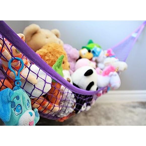 MiniOwls Toy Hammock Organizer, XL Purple Stuffed Animals Storage - Picture 4 of 6